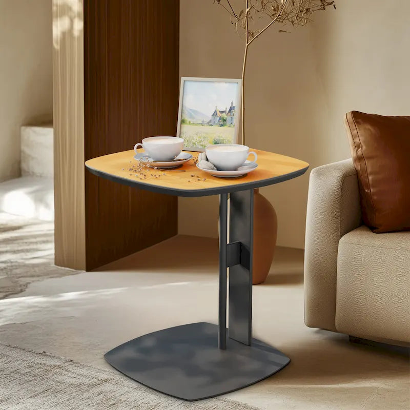 Table basse en pierre frittée grise et orange avec tiroirs – Carrée / Ronde