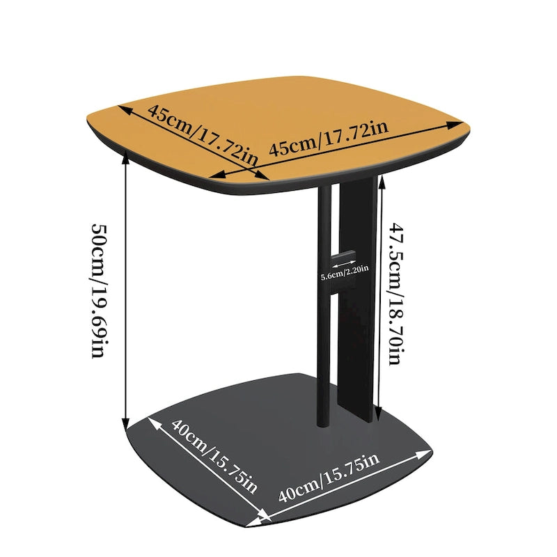 Table basse en pierre frittée grise et orange avec tiroirs – Carrée / Ronde