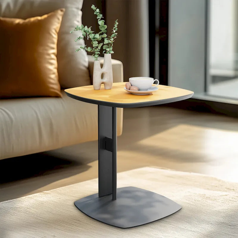 Table basse en pierre frittée grise et orange avec tiroirs – Carrée / Ronde