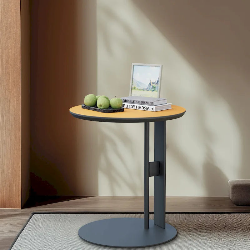 Table basse en pierre frittée grise et orange avec tiroirs – Carrée / Ronde