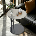 Table basse en pierre frittée grise et orange avec tiroirs – Carrée / Ronde