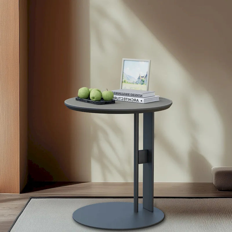 Table basse en pierre frittée grise et orange avec tiroirs – Carrée / Ronde
