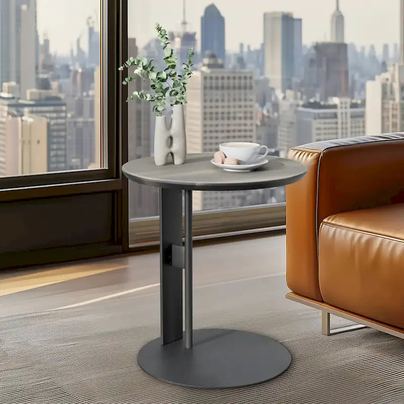 Table basse en pierre frittée grise et orange avec tiroirs – Carrée / Ronde