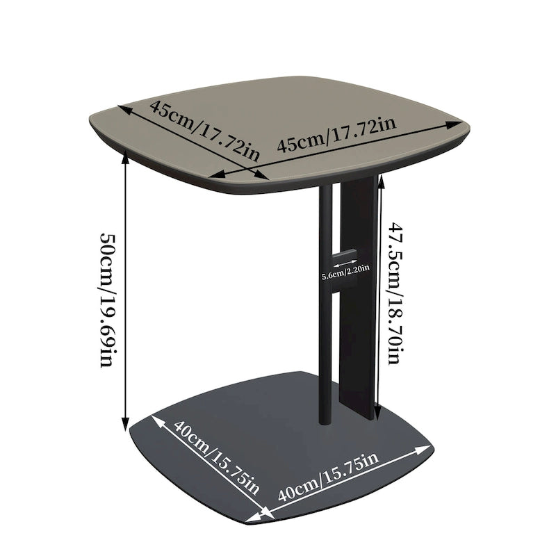 Table basse en pierre frittée grise et orange avec tiroirs – Carrée / Ronde