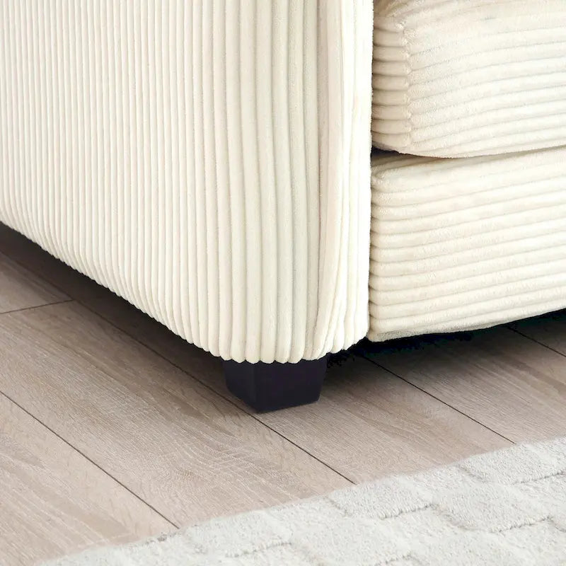 Canapé modulaire sectionnel en velours côtelé Vert/Beige/Havane/Gris en U, 6 pièces avec 2 poufs, 4 à 6 places