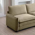 Canapé modulaire sectionnel en velours côtelé Vert/Beige/Havane/Gris en U, 6 pièces avec 2 poufs, 4 à 6 places
