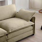 Canapé modulaire sectionnel en velours côtelé Vert/Beige/Havane/Gris en U, 6 pièces avec 2 poufs, 4 à 6 places
