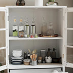 Bahut buffet minimaliste avec deux portes vitrées et un tiroir, meuble de rangement en bois pour salon, couloir