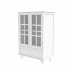 Bahut buffet minimaliste avec deux portes vitrées et un tiroir, meuble de rangement en bois pour salon, couloir