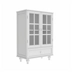 Bahut buffet minimaliste avec deux portes vitrées et un tiroir, meuble de rangement en bois pour salon, couloir