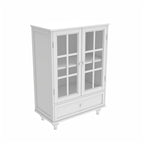 Bahut buffet minimaliste avec deux portes vitrées et un tiroir, meuble de rangement en bois pour salon, couloir
