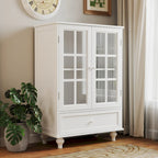 Bahut buffet minimaliste avec deux portes vitrées et un tiroir, meuble de rangement en bois pour salon, couloir