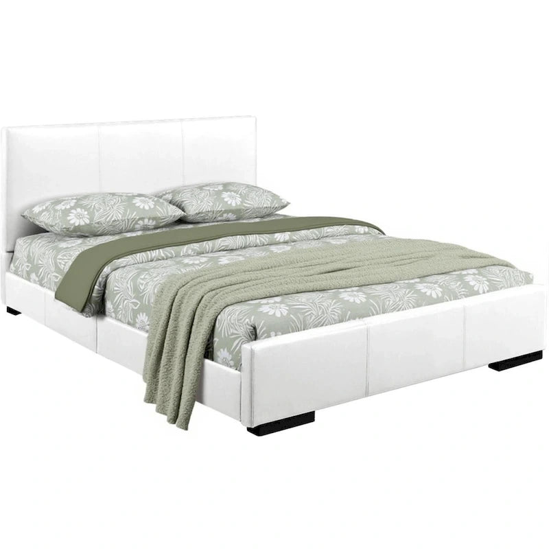 Cadre de lit King en similicuir blanc avec tête de lit (1 personne)