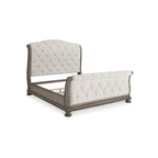 Lit traîneau tapissé beige clair, très grand lit/très grand lit californien, pour 2 personnes