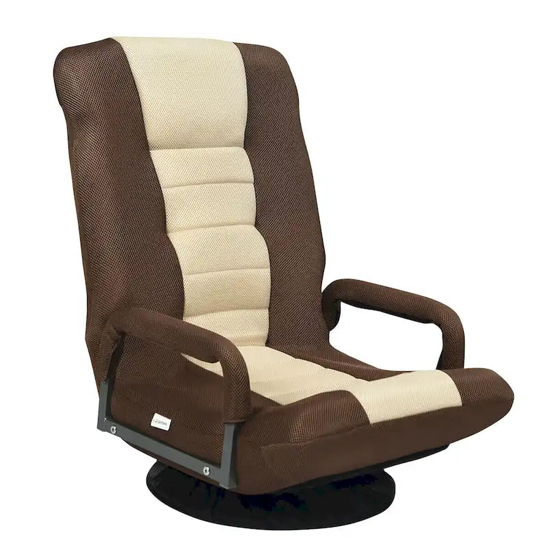 Chaise de jeu pliante au sol, marron / gris / rouge / bleue, pivotante à 360°, 1 personne