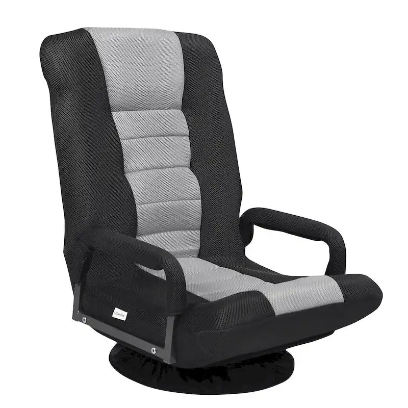 Chaise de jeu pliante au sol, marron / gris / rouge / bleue, pivotante à 360°, 1 personne