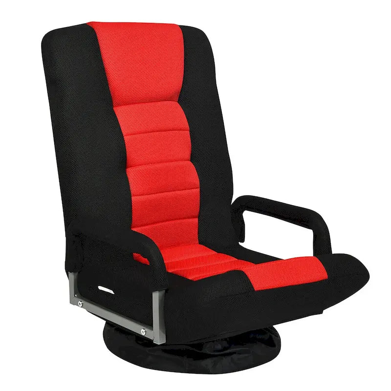 Chaise de jeu pliante au sol, marron / gris / rouge / bleue, pivotante à 360°, 1 personne
