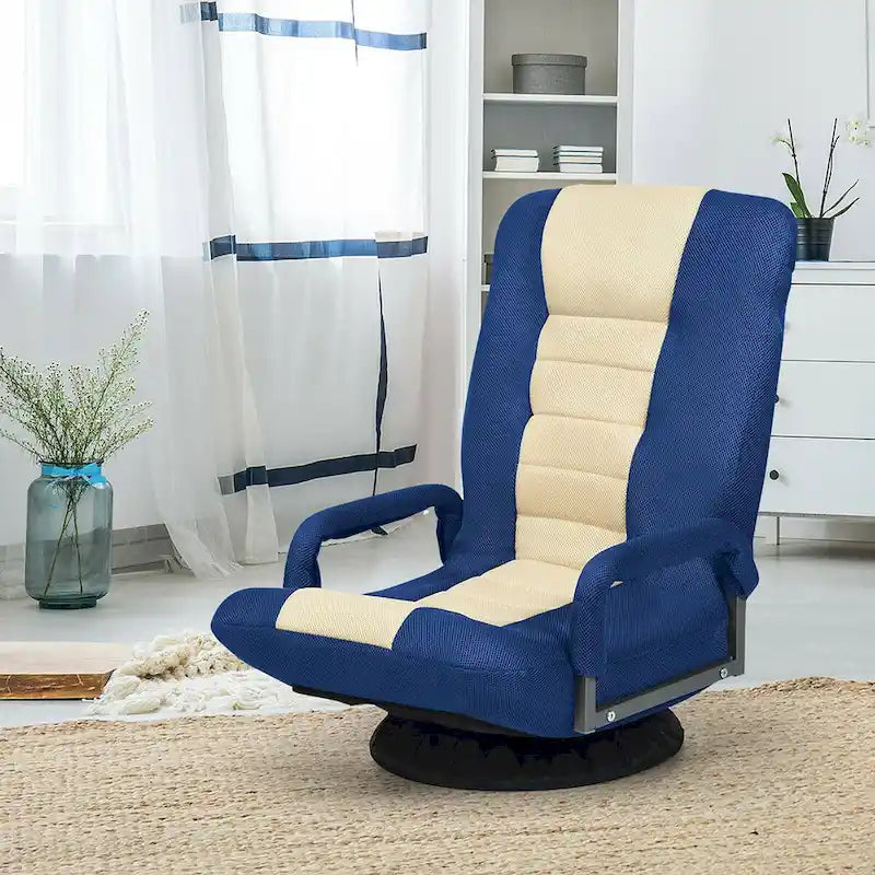 Chaise de jeu pliante au sol, marron / gris / rouge / bleue, pivotante à 360°, 1 personne