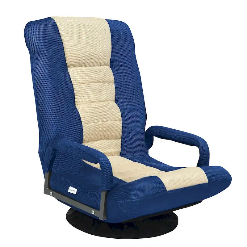 Chaise de jeu pliante au sol, marron / gris / rouge / bleue, pivotante à 360°, 1 personne