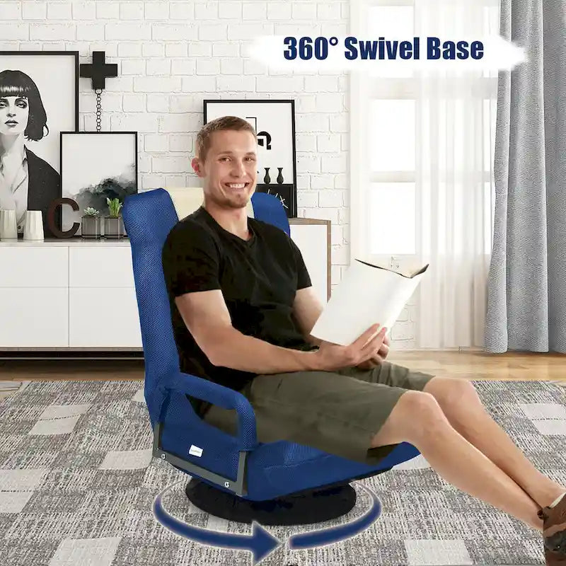 Chaise de jeu pliante au sol, marron / gris / rouge / bleue, pivotante à 360°, 1 personne