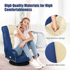 Chaise de jeu pliante au sol, marron / gris / rouge / bleue, pivotante à 360°, 1 personne