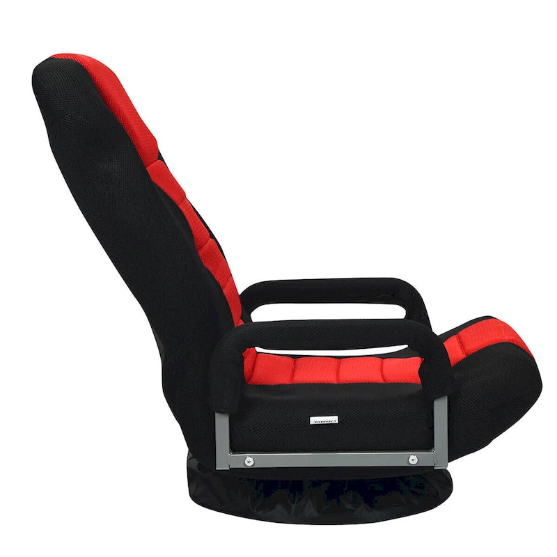 Chaise de jeu pliante au sol, marron / gris / rouge / bleue, pivotante à 360°, 1 personne