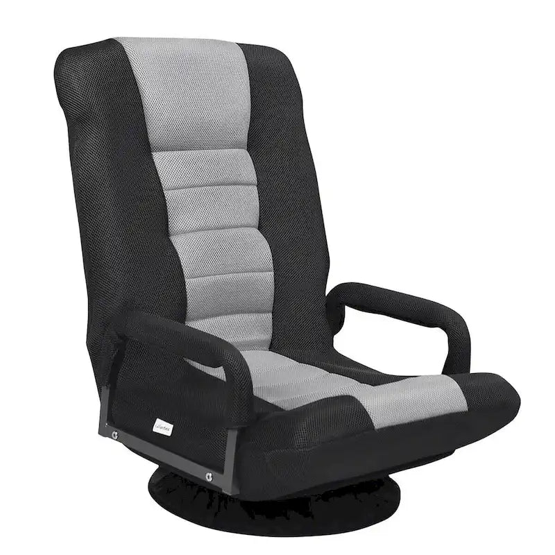 Chaise de jeu pliante au sol, marron / gris / rouge / bleue, pivotante à 360°, 1 personne
