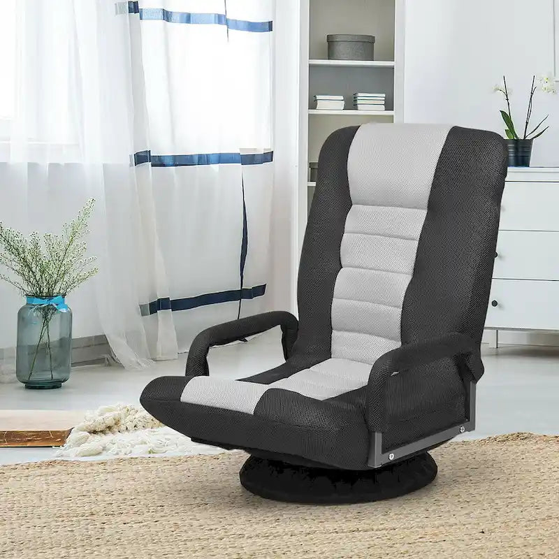 Chaise de jeu pliante au sol, marron / gris / rouge / bleue, pivotante à 360°, 1 personne