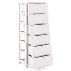 Chariot de rangement à 7 tiroirs blanc sur roulettes, unité simple