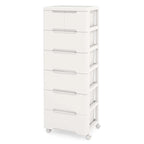 Chariot de rangement à 7 tiroirs blanc sur roulettes, unité simple