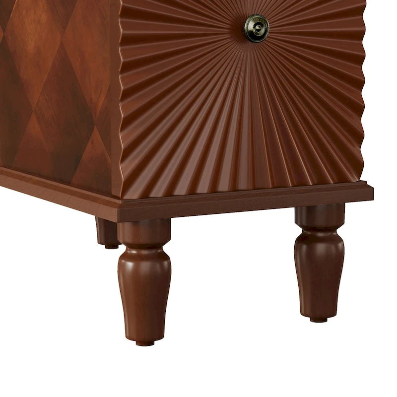 Table de chevet en noyer à 2 tiroirs, style moderne du milieu du siècle, pour 1 personne
