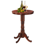 Table de pub ronde en châtaignier avec plateau à damier, 2 places
