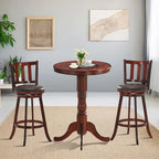 Table de pub ronde en châtaignier avec plateau à damier, 2 places