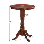 Table de pub ronde en châtaignier avec plateau à damier, 2 places