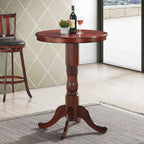 Table de pub ronde en châtaignier avec plateau à damier, 2 places