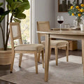 Chaise de salle à manger latérale en rotin marron, lot de 2