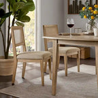 Chaise de salle à manger latérale en rotin marron, lot de 2
