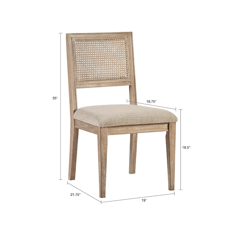 Chaise de salle à manger latérale en rotin marron, lot de 2