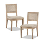 Chaise de salle à manger latérale en rotin marron, lot de 2