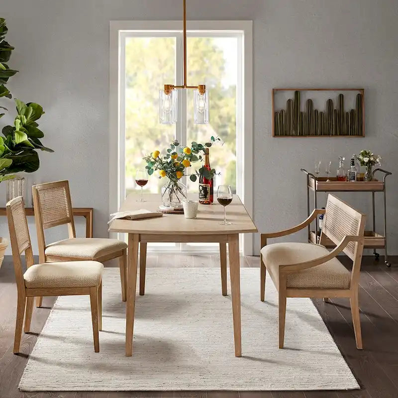 Chaise de salle à manger latérale en rotin marron, lot de 2