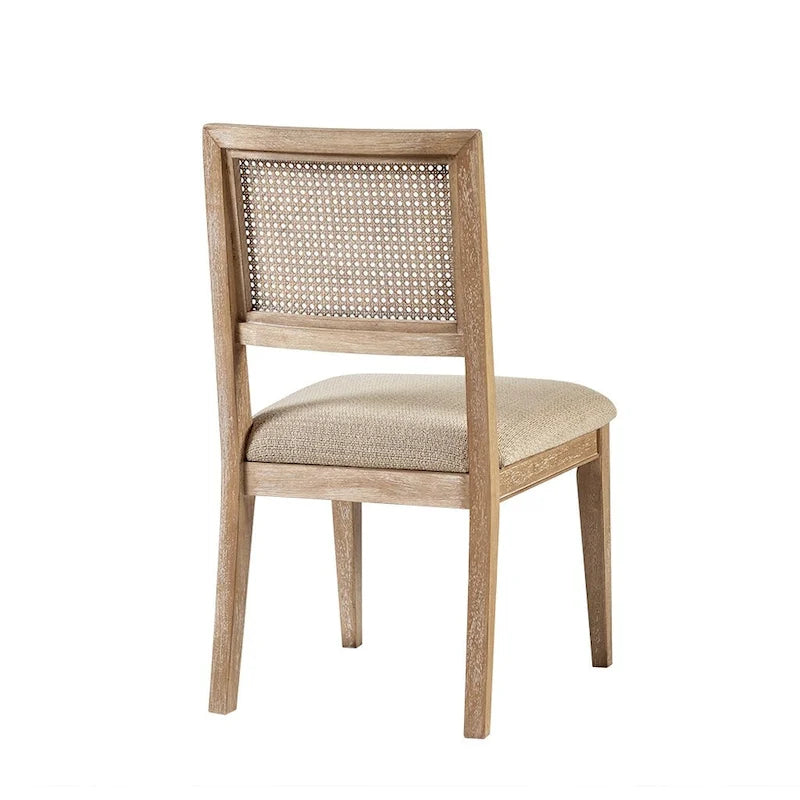Chaise de salle à manger latérale en rotin marron, lot de 2
