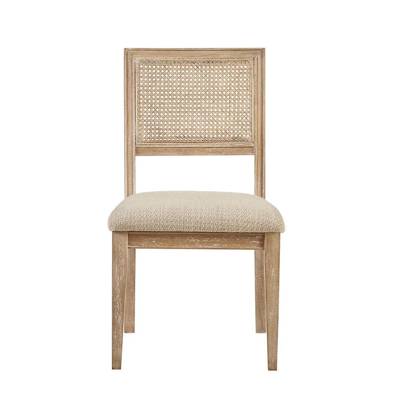 Chaise de salle à manger latérale en rotin marron, lot de 2