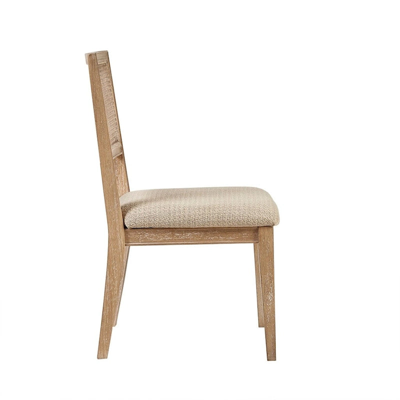 Chaise de salle à manger latérale en rotin marron, lot de 2
