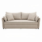 Canapé-lit convertible beige et noir, 2 places, 221 cm
