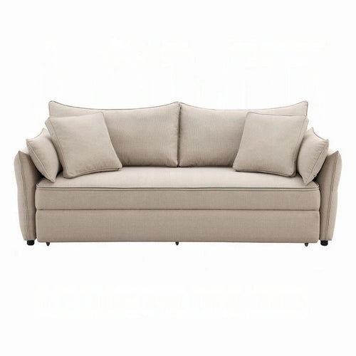 Canapé-lit convertible beige et noir, 2 places, 221 cm
