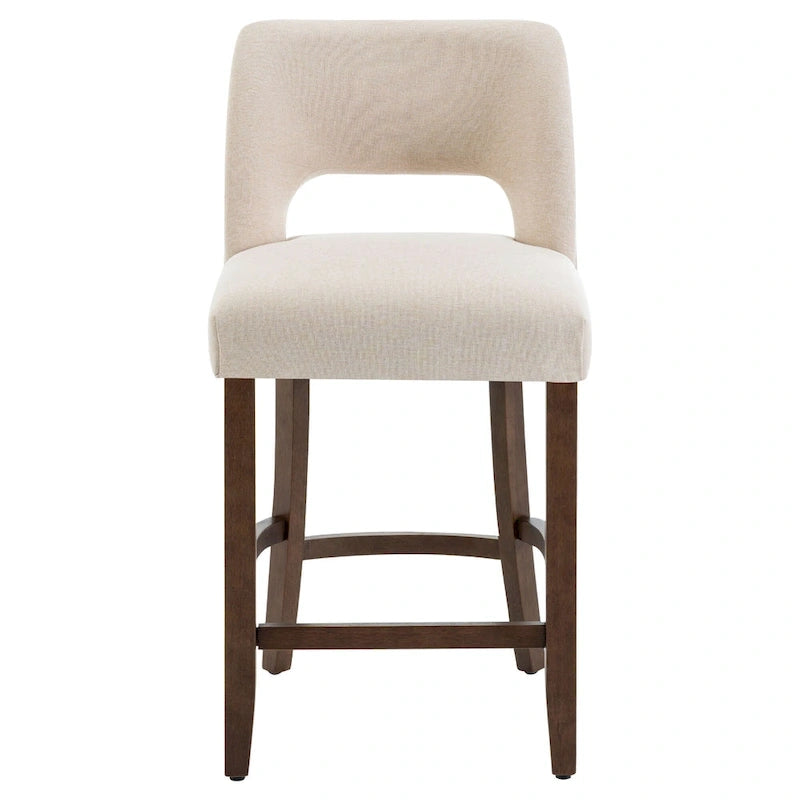 Tabouret de bar en tissu blanc/orange/gris/marron/vert avec repose-pieds et dossier, lot de 2