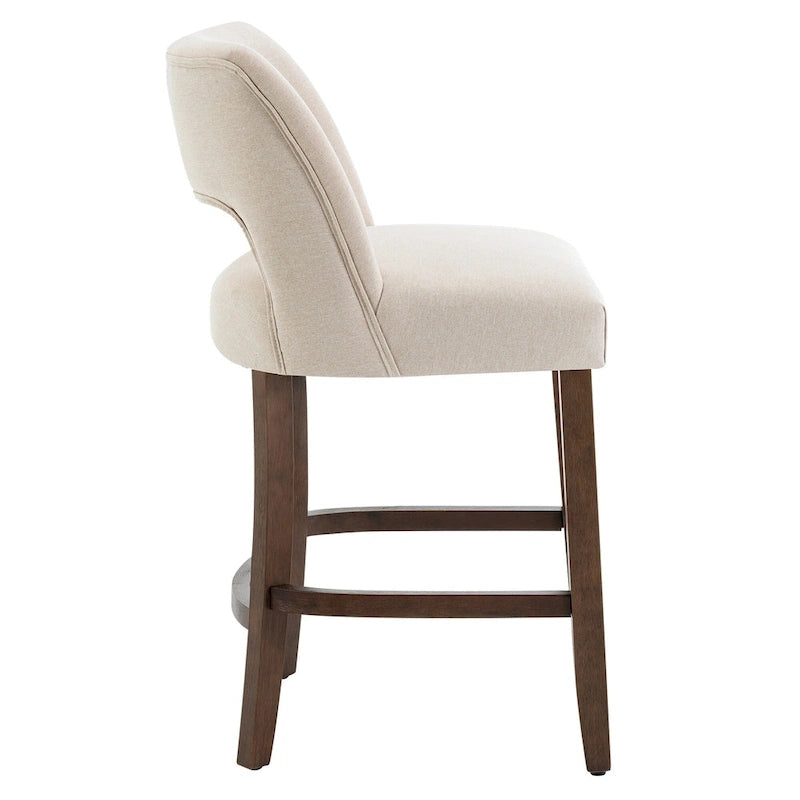 Tabouret de bar en tissu blanc/orange/gris/marron/vert avec repose-pieds et dossier, lot de 2
