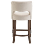 Tabouret de bar en tissu blanc/orange/gris/marron/vert avec repose-pieds et dossier, lot de 2