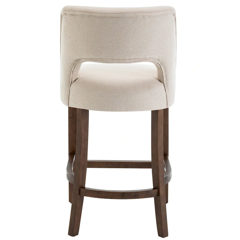 Tabouret de bar en tissu blanc/orange/gris/marron/vert avec repose-pieds et dossier, lot de 2
