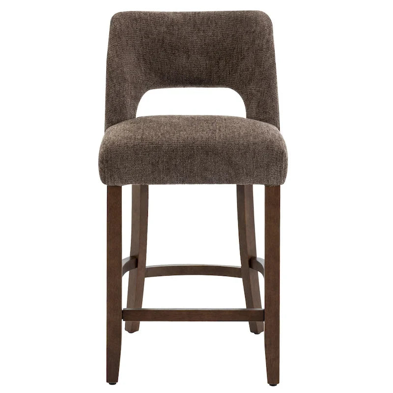 Tabouret de bar en tissu blanc/orange/gris/marron/vert avec repose-pieds et dossier, lot de 2